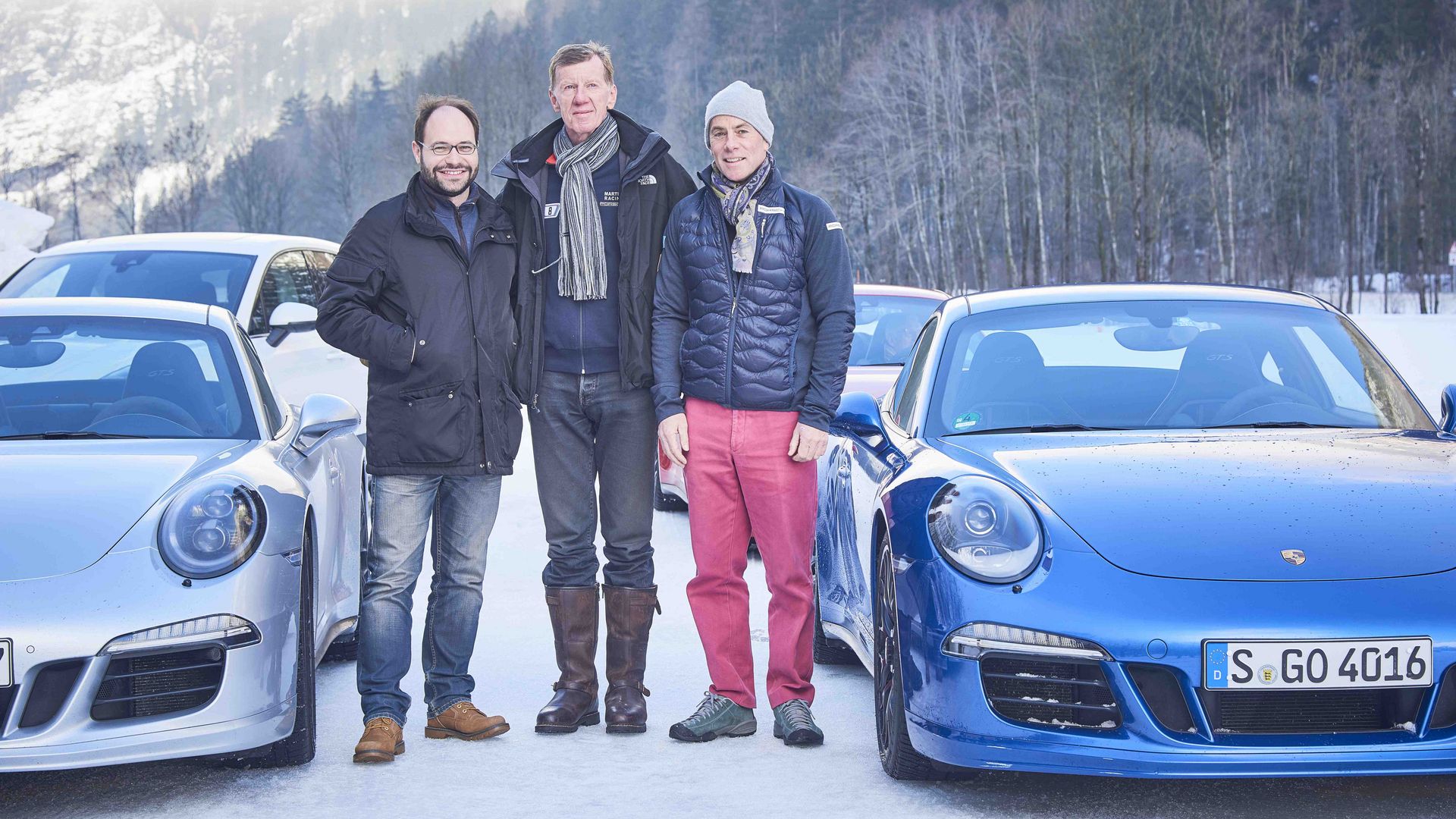 Walter Roehrl get to grips with Porsche “ice-driving”.